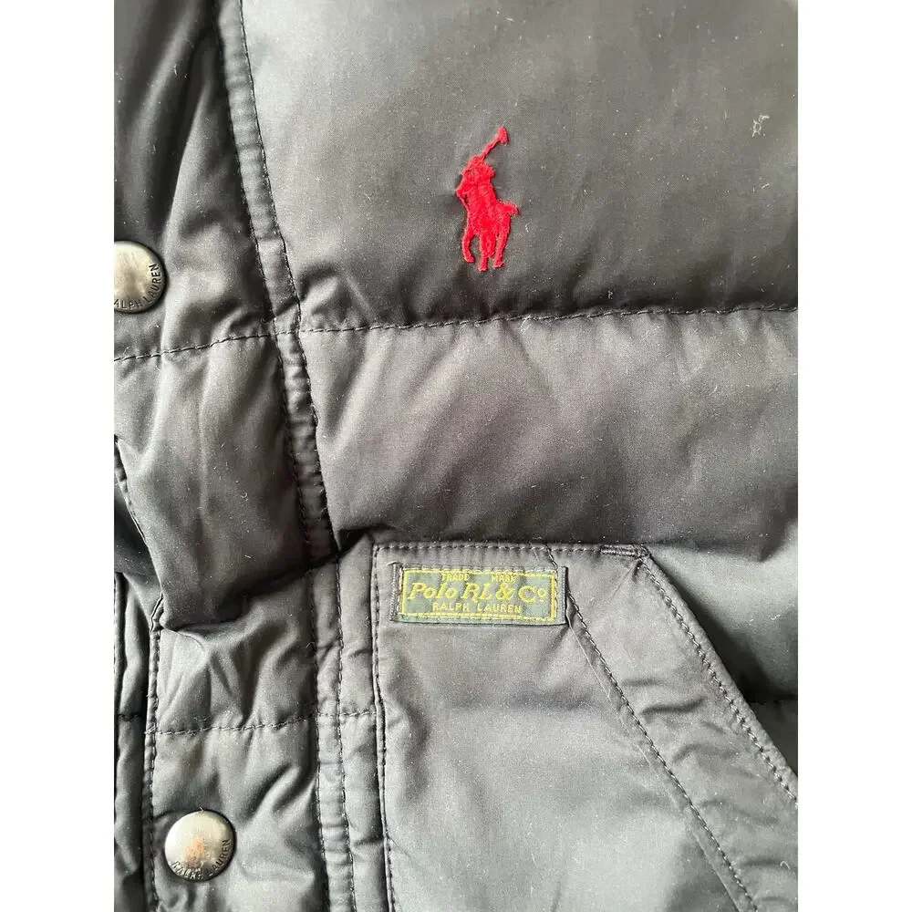 Polo Ralph Lauren Toddler Boy's Down Filled Black Hooded Quilted Puffer Coat 2T